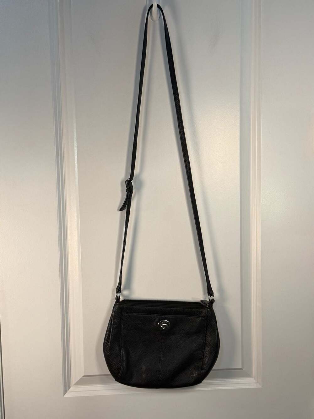Black Pebbled Leather Crossbody Bag